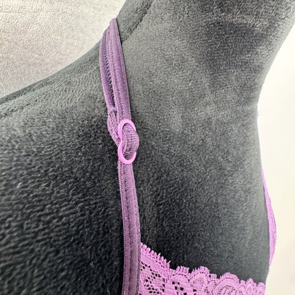 Cosmopolitan Babydoll Slip Dress Womens Size M Purple Lace Contrast Sheer Y2K - Picture 4 of 8